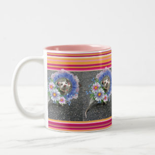2 Couleurs Tasse Fleurie Rayure Opossum Rose