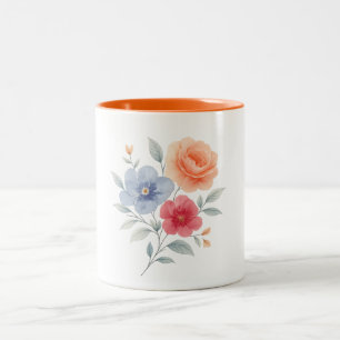 2 Couleurs Tasse - Fleurs à l'aquarelle