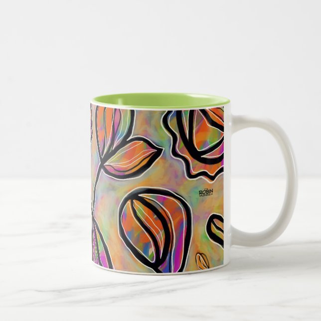 2 Couleurs Tasse florale abstraite de pastel (Droit)