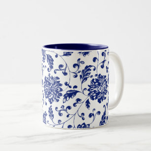 2 Couleurs Tasse florale bleue