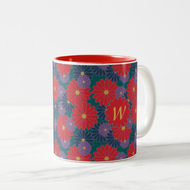 2 Couleurs Tasse florale d'automne éclaboussante (Devant droit)