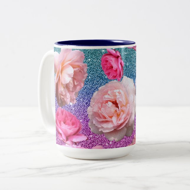 2 Couleurs Tasse florale de deux tons de parties (Devant gauche)
