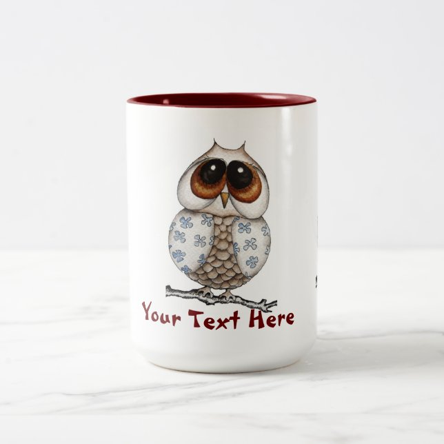 2 Couleurs Tasse florale de hibou (Centre)