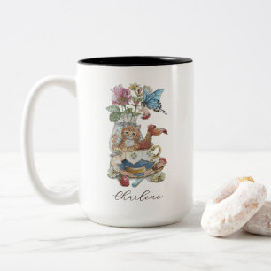 2 Couleurs Tasse florale de Purrmaid à l'aquarelle fantaisist