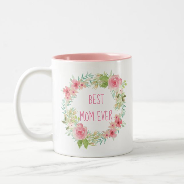 2 Couleurs Tasse florale de rose de la "meilleure maman (Gauche)