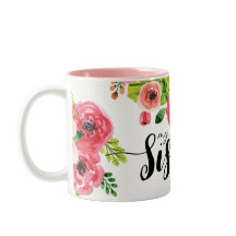 Tasse florale de soeur de belle aquarelle colorée