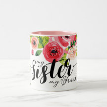 Tasse florale de soeur de belle aquarelle colorée