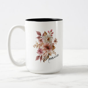2 Couleurs Tasse florale personnalisée à l'aquarelle