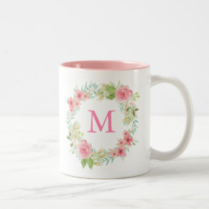2 Couleurs Tasse florale rose personnalisée