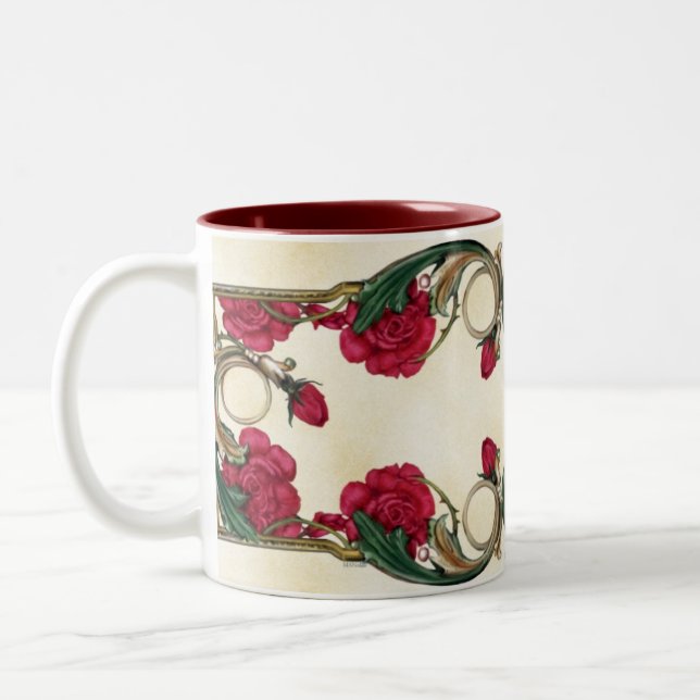 2 Couleurs Tasse florale rouge de rose rouge (Gauche)