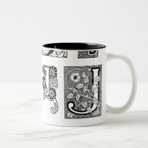2 Couleurs Tasse florale vintage de la lettre J