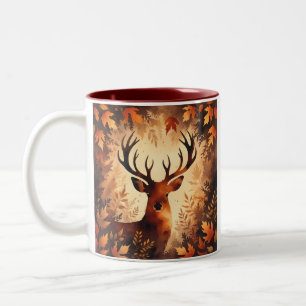 2 Couleurs Tasse Forêt Automnale Cerf Majestueux