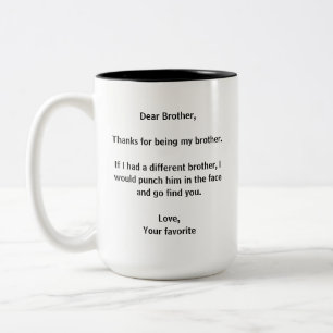 2 Couleurs Tasse frère drôle Cadeau frère sarcastique