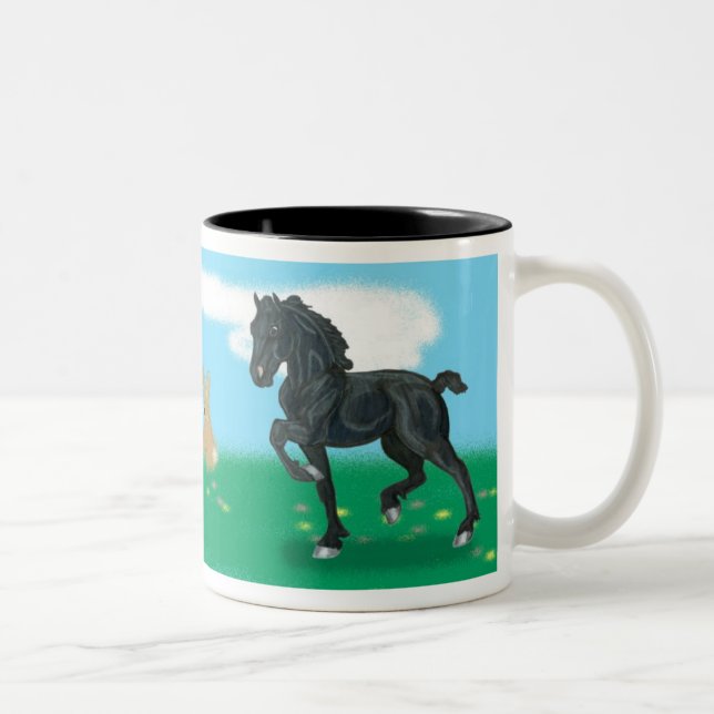 2 Couleurs Tasse frisonne de lapin de poulain de cheval (Droit)