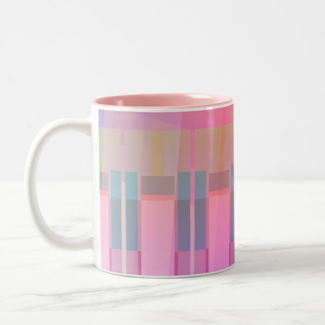 2 Couleurs Tasse géométrique abstraite rose (Gauche)