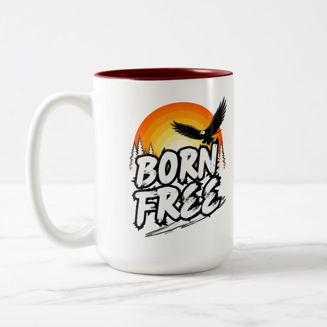 2 Couleurs Tasse Graphique Aigle Né Libre (Gauche)