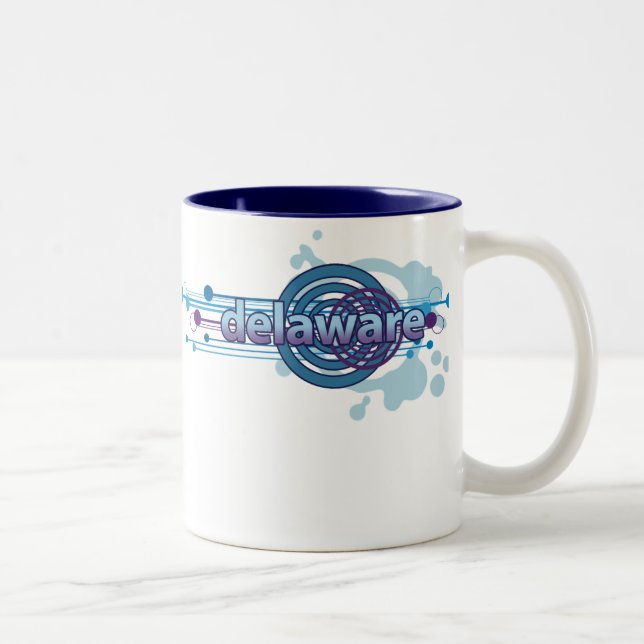 2 Couleurs Tasse graphique bleue du Delaware de cercle (Droit)