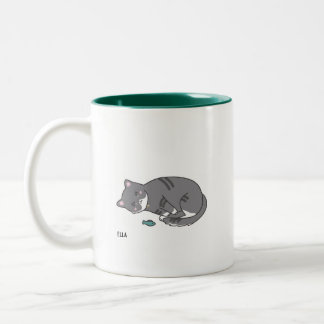 2 Couleurs tasse grise de chat tigré