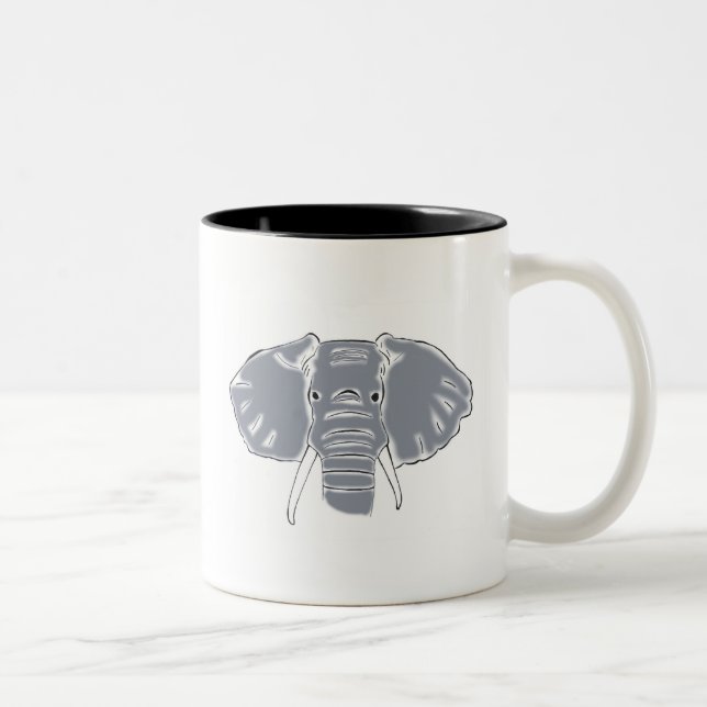 2 Couleurs Tasse grise de ton de l'éléphant deux (Droit)