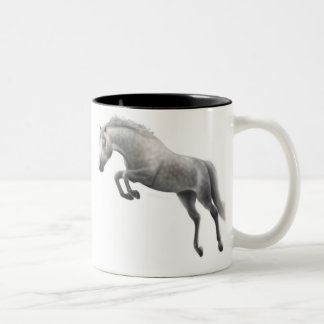 2 Couleurs Tasse grise sautante de cheval