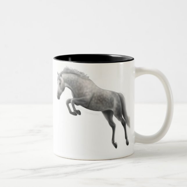 2 Couleurs Tasse grise sautante de cheval (Droit)