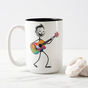 2 Couleurs Tasse Guitariste de Dessin Animé