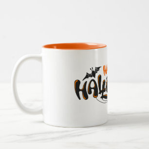 2 Couleurs Tasse Happy Halloween minimaliste noir orange