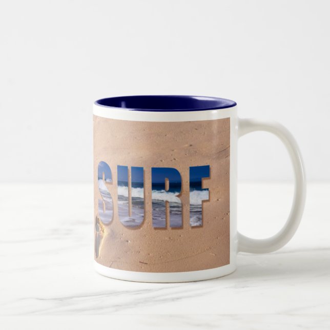 2 Couleurs Tasse hawaïenne de "Nalu-Surf" (surf) (Droit)