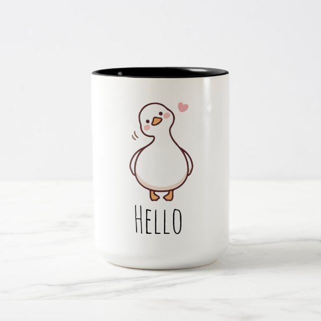 2 Couleurs Tasse Hello Canard | Tasse à café Canard Minimalis (Centre)