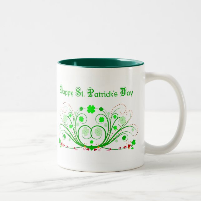 2 Couleurs Tasse heureuse de jour de St Patricks - rouleaux (Droit)