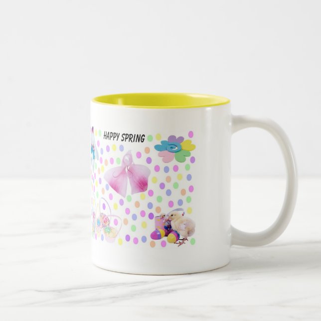 2 Couleurs Tasse heureuse de ressort (Droit)