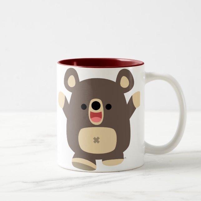 2 Couleurs Tasse heureuse d'ours noir de bande dessinée (Droit)