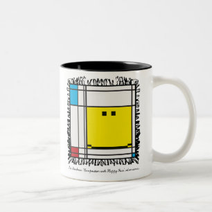 2 Couleurs tasse heureuse mondrian de visage