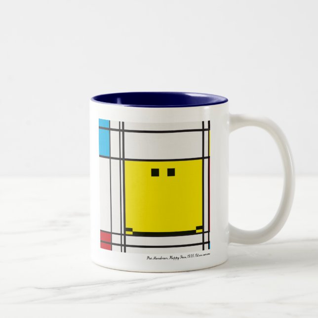 2 Couleurs tasse heureuse mondrian de visage (Droit)