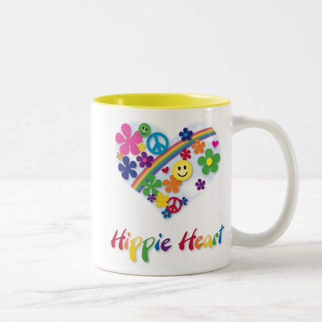 2 Couleurs Tasse hippie de coeur (Droit)