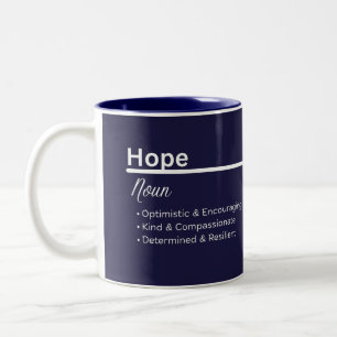 2 Couleurs Tasse Hope Girl avec un nom personnalisé Significa