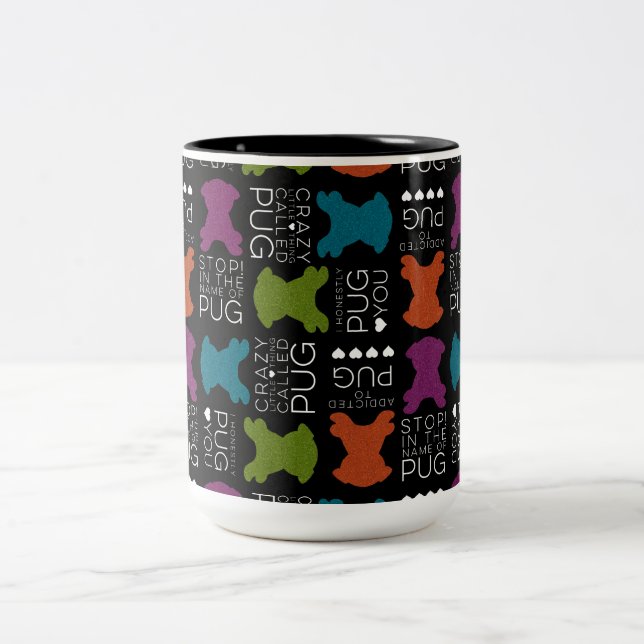 2 Couleurs Tasse idiote de chansons de carlin avec des (Centre)