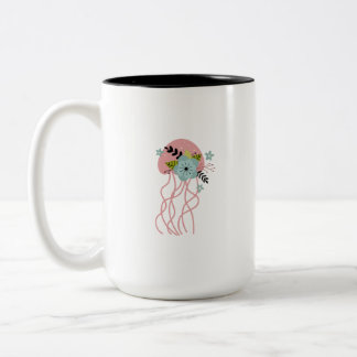 2 Couleurs Tasse Illustration Méduse Rose Florale