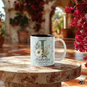 2 Couleurs Tasse initiale florale Boho Chic inspirée pour Isa