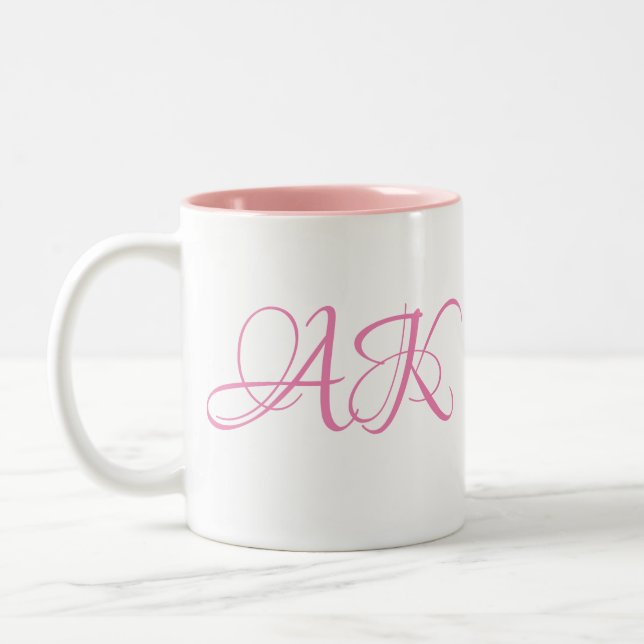 2 Couleurs Tasse initiale rose de monogramme - (Gauche)