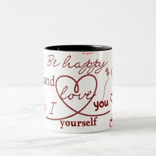 2 Couleurs Tasse Inspirante "Soyez Heureux et Aimez-Vous" ave