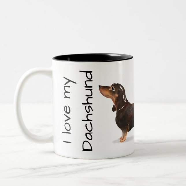 2 Couleurs Tasse J'aime mon teckel (Gauche)
