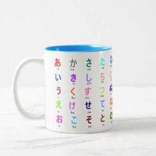 2 Couleurs Tasse japonaise de Hiragana