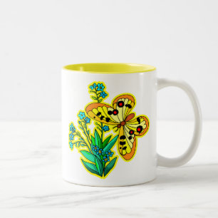 2 Couleurs Tasse jaune de papillon