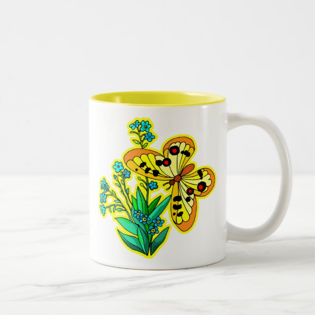 2 Couleurs Tasse jaune de papillon (Droit)