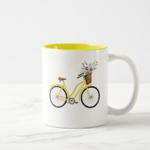 2 Couleurs Tasse jaune douce de vélo
