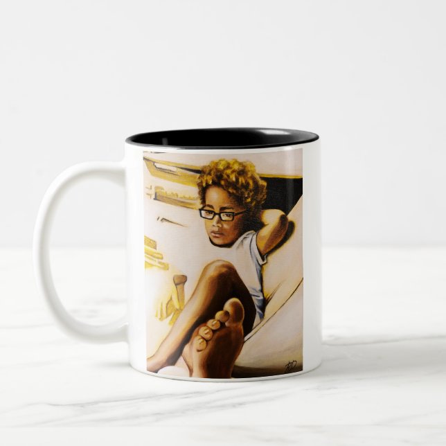 2 Couleurs Tasse jaune et noire avec l'enfant (Gauche)