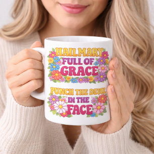 2 Couleurs Tasse Je vous salue Marie pleine de grâce, Frappez