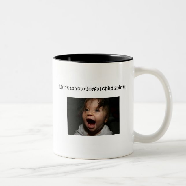2 Couleurs tasse joyeuse d'esprit d'enfant (Droit)