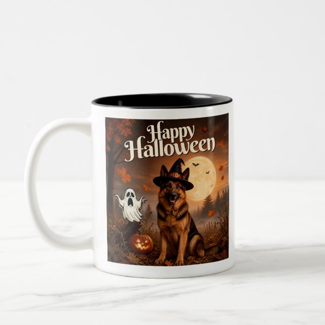 2 Couleurs Tasse Joyeux Halloween Chien (Gauche)